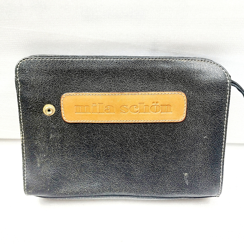 Mila Schon Leather Clutch